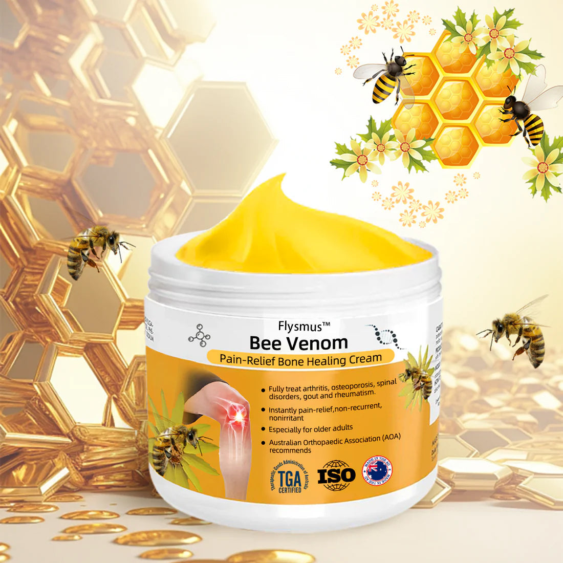 🌍Flysmus™ Bee Venom Schmerz- und Heilcreme für Knochen (Besonders für ältere Erwachsene & von der AOA empfohlen)